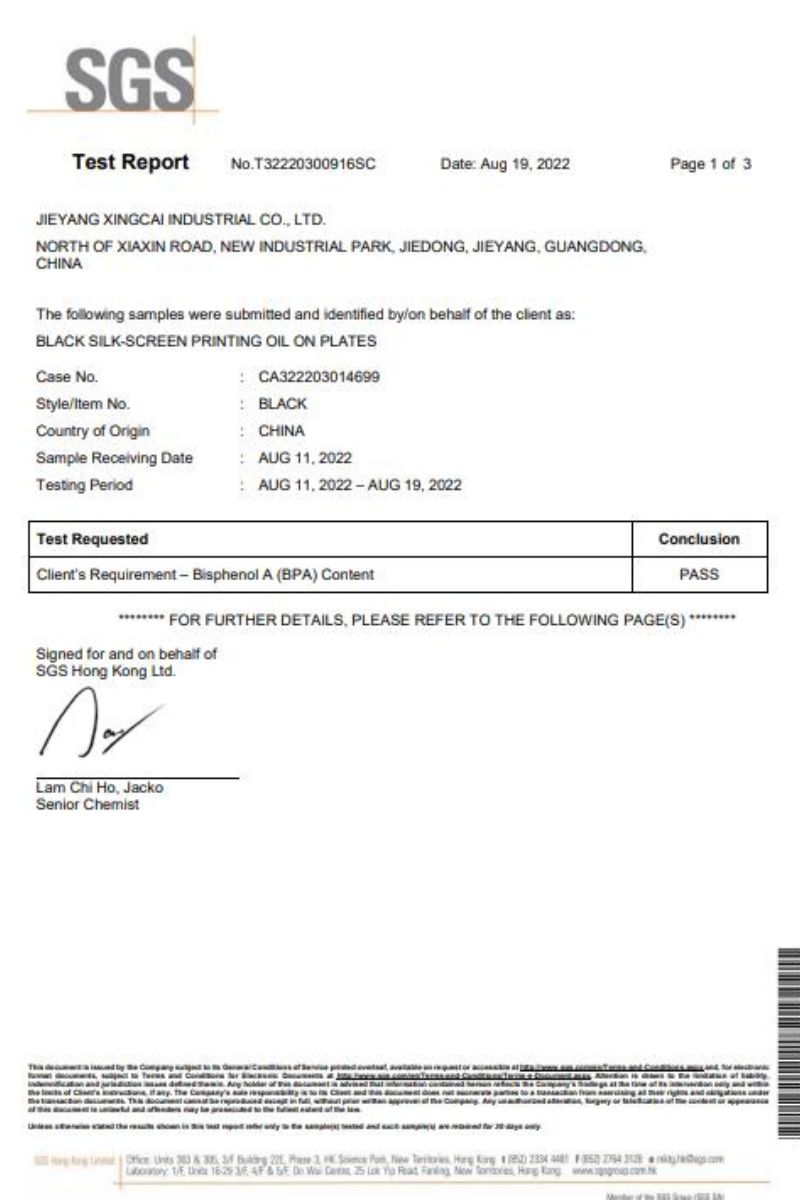 BPA Certificate